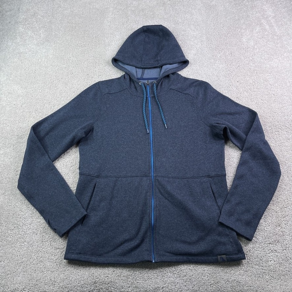 LL Bean Hoodie Womens Large‎ Blue Full Zip Hooded Sweatshirt Thumbholes